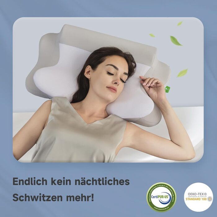 Подушка для шиї Z-hom, ергономічна подушка для шиї з піни з ефектом пам&39яті, подушка для сну на боці, спині та животі, ергономічна подушка для сну на боці (60 x 39 x 10/12 см)