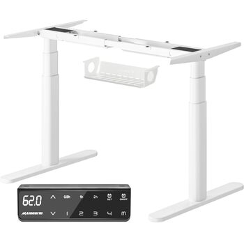 Каркас столу MAIDeSITe EL2 Plus Art з регульованою висотою та овальною конструкцією ніжок, електричний двомоторний каркас столу з регулюванням висоти від 62 до 125 см, 4 елементи керування пам&39яттю, стіл з регульованою висотою, білий