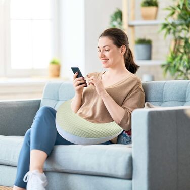 Ергономічна в&39язана подушка, подушка для читання та ігор Creative Moments, багатофункціональний підлокітник для рукоділля/читання/ігор, підлокітник як аксесуар для дому для дорослих, в&39язана гачком зеленого кольору