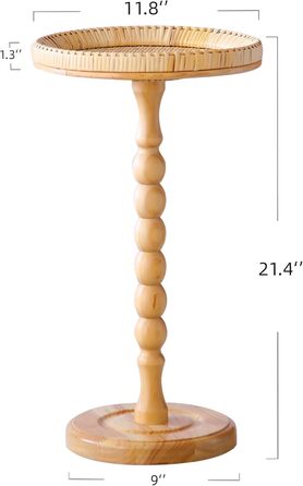 Стіл для напоїв, ротанг, круглий маленький приставний столик для невеликих приміщень, круглий приставний столик у стилі бохо, журнальний столик з ніжками з масиву дерева для вітальні, туалетний столик для спальні, кутові столики