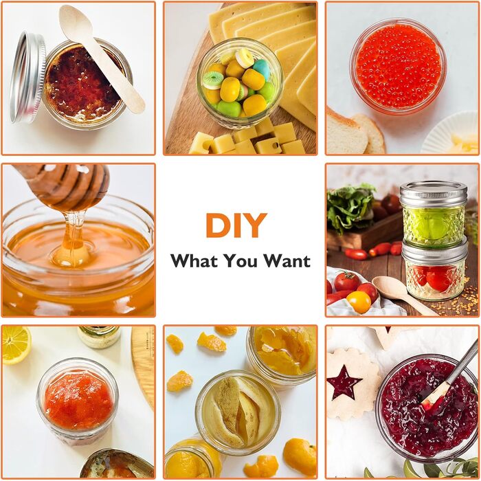 Міні-банки для консервування Tarana, банки для зберігання, прозорі скляні банки для консервування об&39ємом 4 унції з кришками, маленькі скляні банки об&39ємом 120 мл, що підходять для зберігання продуктів, варення, спецій, свічок, меду (12 шт. ) Срібляст