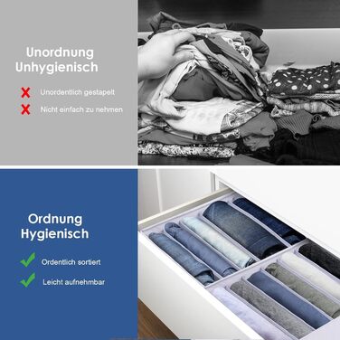 Органайзер для гардеробу, 6 предметів, для штанів, сорочок, спідньої білизни органайзер для шафи, система організації шухляд, органайзер для шухляд, 6 предметів (34*17*12 см - 7 відділень)