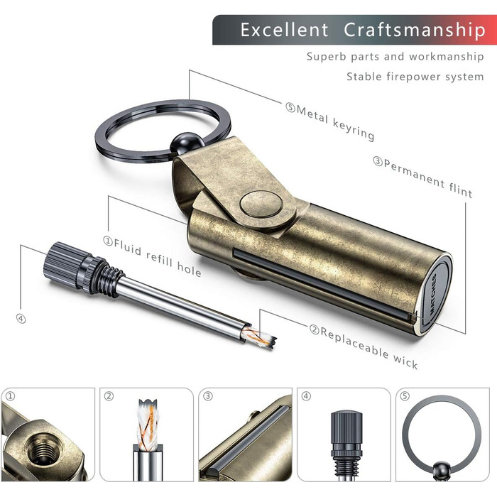 Вічний запальничок VVAY з бензиновим паливом та брелоком, постачається без палива