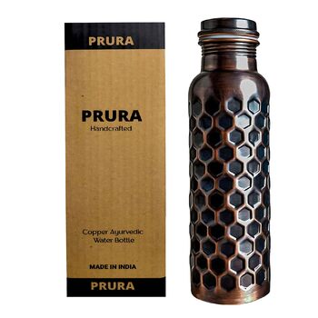 Аюрведична мідна пляшка для води, герметична, повністю натуральна мідна посудина, 900 мл/30 унцій, дизайн 900 мл 10