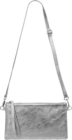 Золотиста клатч-сумочка з металевим блиском - Класична лінія, Модель 717 - Зроблено в Італії. Розмір універсальний, колір - темно-сріблястий металік.