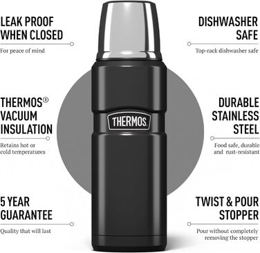 Маленький глечик King Thermos сірого кольору, виготовлений з нержавіючої сталі, зберігає об&39єм гарячим або холодним, 470 мл