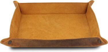 Лоток для зберігання речей Londo з натуральної шкіри - шкіряний органайзер, практична коробка для зберігання - для гаманців, годинників, ключів, монет, мобільних телефонів та канцелярського приладдя, колір верблюжий