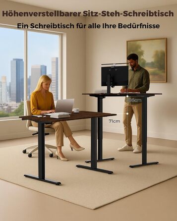 Стіл з регульованою висотою, 120 x 60 см, пам&39ять налаштувань висоти з 2 режимами, легке складання, для домашнього офісу, навчання та ігор, вінтажно-коричневий