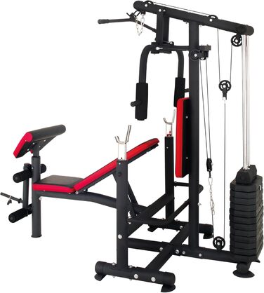 Універсальна силова станція Hansson Sports, багатофункціональна силова лава зі стійкою для штанги, тяга лати, розгинання ніг &quotметелик&quot, згинання ніг, вага 65 кг, складна A Силова лава