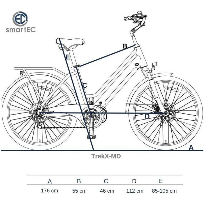 Жіночий електровелосипед smartEC TrekX-MD трекінговий 250 Вт середньомоторний літій-іонний акумулятор 36V/13Ah електричний велосипед 26/28 дюймів дальність ходу 90 км до 25 км/год трекінговий міський 26 дюймів