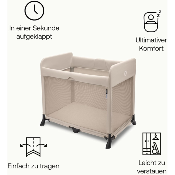 Легка, складна дорожня ліжечко та компактний манеж 2-в-1 з матрацом, розкладається за 1 секунду, для немовлят та малюків, включаючи сумку для перенесення, кольору Desert Taupe.