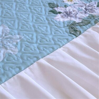 Покривало Highdi для двоспальних/острівних ліжок, покривало з квітковим принтом, м&39яке стьобане покривало, двостороннє легке покривало з мікрофібри, для ліжка та дивана (синій, 280x245 см) синій 280x245 см