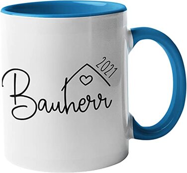 Кухоль для домовласників 2025, 2026, власний будинок, церемонія завершення будівництва, заселення, будівельний майданчик, день народження, будинок мрії, будівництво будинку, новий дім, ідея подарунка, подарунок для чоловіків, жінок (чоловік, синій)