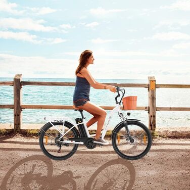 Електровелосипед ttgo 26 дюймів, електричний велосипед YY-26ST для чоловіків та жінок, електричні велосипеди/педелек з двигуном 250 Вт та акумулятором 36 В 14,5 Аг, максимальна швидкість 25 км/год, максимальний запас ходу 75 км, білий