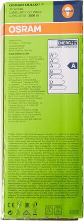Енергозберігаюча лампа Osram EEK G (A - G) 2G10 221 мм 230 В 36 Вт нейтрально біла трубчаста форма