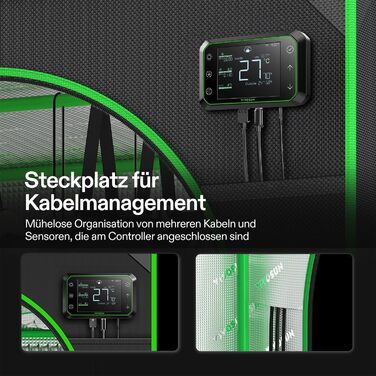 Розумна система наметів для вирощування VIVOSUN GIY 60 x 60 см, комплект наметів для вирощування з інтегрованим Wi-Fi, автоматичною вентиляцією та циркуляцією, світлодіодним освітленням повного спектру 100 Вт і контролером GrowHub E42A