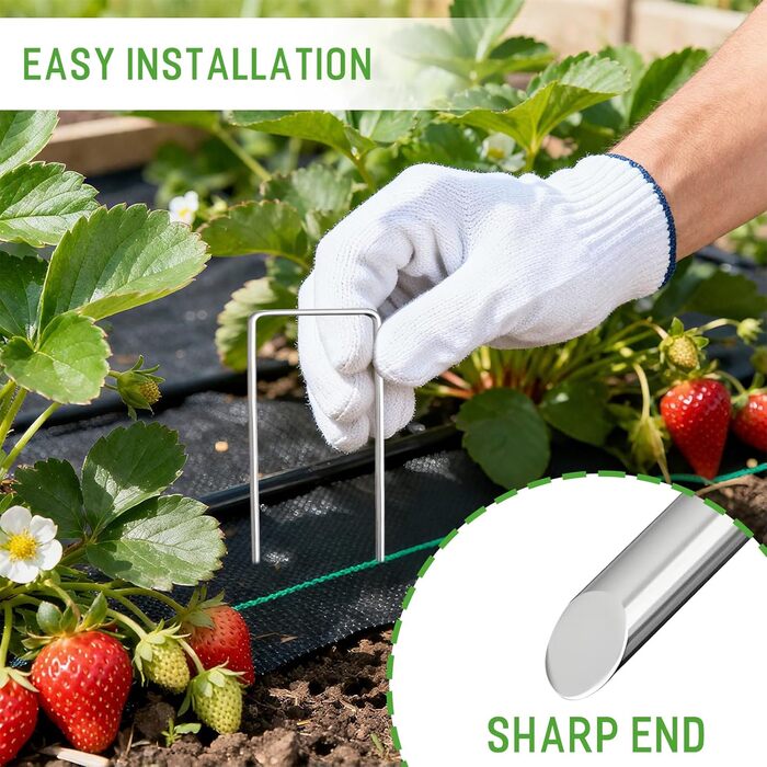 Скоби для ландшафтного дизайну Zevlux Garden Staples 4 дюйми 50 шт. Оцинковані міцні штирі для дерну, антикорозійні кілки для огорожі з тканини для захисту від бур&39янів, ґрунтопокривних рослин, зрошувальних труб, 12 калібр, 50 шт. 50 10,2 см