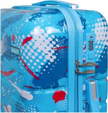 Валіза-тролей Cespara з твердим корпусом для ручної поклажі, з сучасним малюнком - колір світло-блакитний - розмір M