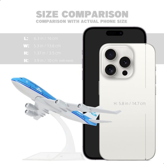 Лита під тиском металева модель літака KLM Boeing 747 у масштабі 1/400, модель літака з легкого сплаву з підставкою (6 дюймів завдовжки). Подарунки для любителів авіації. 01. Авіакомпанія KLM