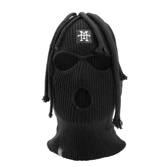 Балаклава Manufaktur13 Dread - лижна маска з 3 отворами та дредами, лижна маска різних кольорів, багатофункціональна маска, еластична/розтяжна, в&39язана, один розмір, чорна