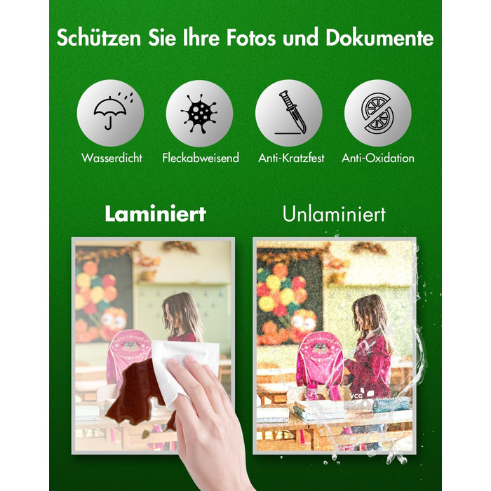 Ламінатор A4, швидкий прогрів за 70 секунд, вбудований різак, ламінатор з технологією NTC з 10 ламінувальними пакетами для A4/A5/A6, для офісу, дому та школи