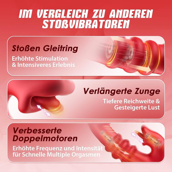 Вібратор Cacuola для жінок, червоний, з додатком