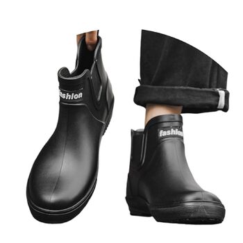 Водне взуття, гумові чоботи, чоловічі чоботи, нековзні, для солоної води, риболовлі, дощу, з піною з ефектом пам&39яті, гумова щиколотка, підходить для вітрильного спорту (розмір 40-42), для подорожей та походів, чорні, 40 2/3 EU