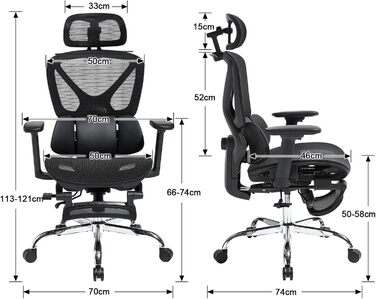 Ергономічне офісне крісло, стілець для роботи з функцією гойдання, регульована висота, виготовлений з сітчастої тканини, обертове крісло для навчання, офісу, домашнього офісу, чорний колір