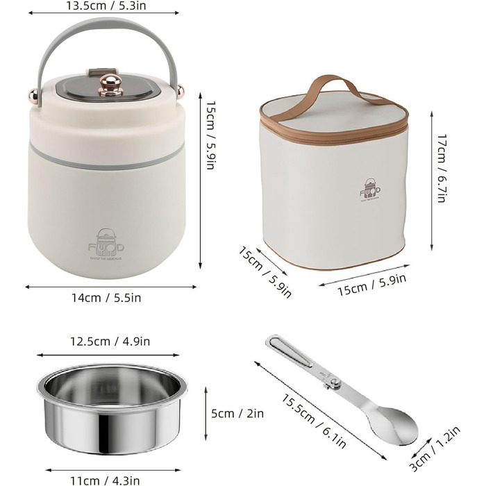 Вакуумно-ізольований контейнер для їжі з ложкою та паличками для їжі міцна ізоляція для офісу та школи.