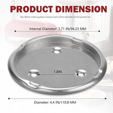 Пластина з гвинтовою кришкою для миски для змішування, W10191926, Чаша Clamp Plate міцно утримує чашу на місці під час змішування, сумісна з KitchenAid і Whirlpool