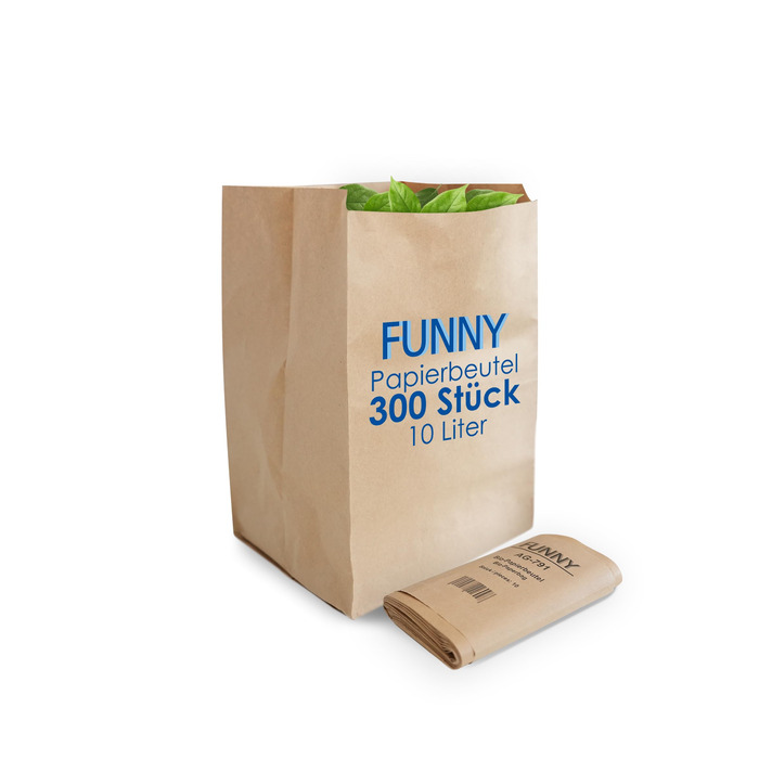 Паперові пакети Funny Bio, коричневі, приблизно 10 л, 1 упаковка (30 x 10 шт. )
