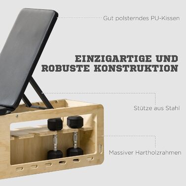 Лава для важкої атлетики HOMCOM, тренувальна лава з ящиком для зберігання та стрічками опору, регульована фітнес-лава для важкої атлетики, силових тренувань, масив дерева