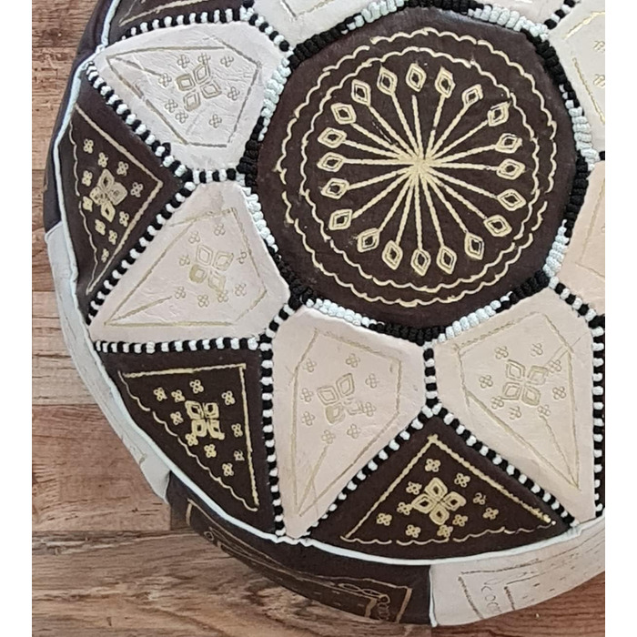 Пуф, ручної роботи з марокканської натуральної шкіри, зручна подушка на підлогу для дорослих, круглий пуф для сидіння 55x35 см, коричневий пуф для ніг, подушка сидіння (без наповнювача)