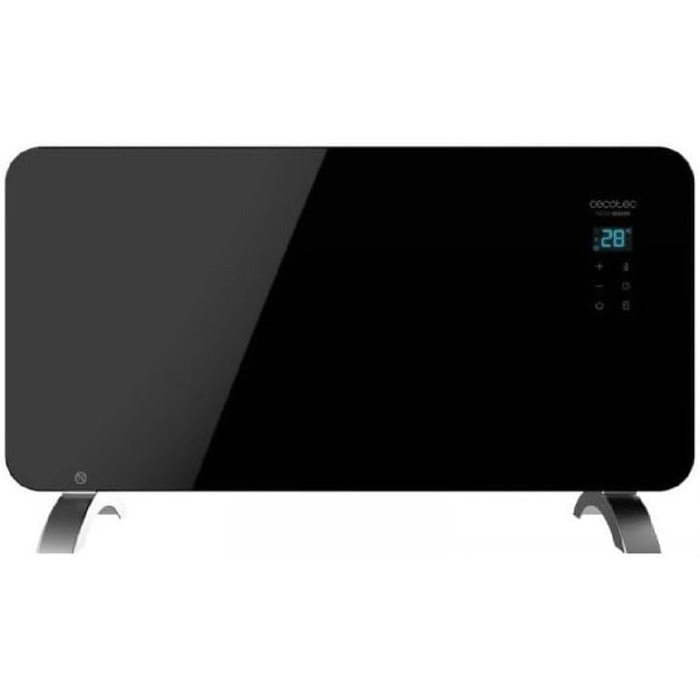 Конвекторний обігрівач Cecotec Ready Warm 6670 Crystal Connection зі скляною стільницею. 1500 Вт, керування Wi-Fi, регульований термостат, таймер, підлогова підставка, підходить для ванних кімнат (IP24), безшумний, чорний.