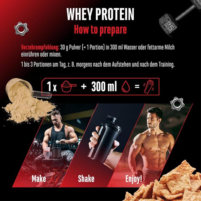 Сироватковий протеїновий порошок German Elite Nutrition, 1000 г, Злаки з корицею