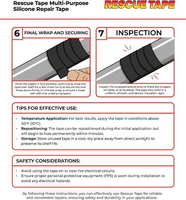 Рятувальна стрічка RP2562 Schwarz 20 Mil 12ft силіконова рятувальна стрічка
