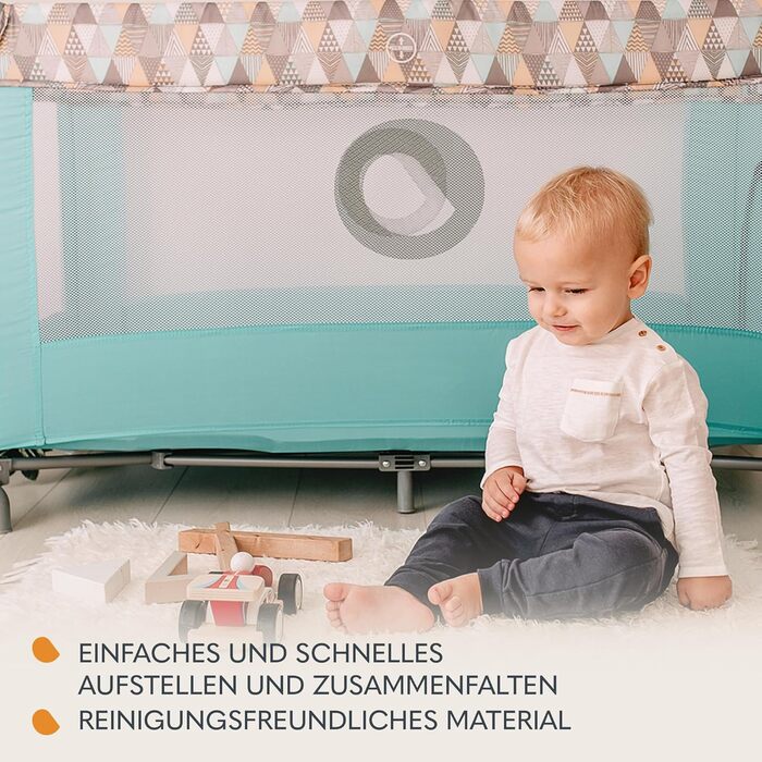 Дитяче ліжечко Lionelo Stefi, дорожнє ліжечко від народження до 15 кг, бічний вхід, система безпеки LockGuard, блокування коліс, сумка для перенесення, складне, синьо-сіре