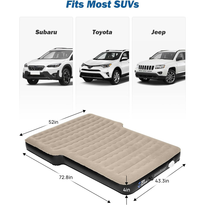 Автомобільний матрац JOYTUTUS, самонадувальний надувний матрац для позашляховиків, універсальне автомобільне ліжко з 2 повітряними подушками для багажника, подорожей/кемпінгу/дому/на природі вбудований повітряний насос