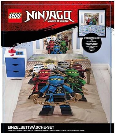 Комплект постільної білизни для хлопчиків Ninjago - дитяча постільна білизна - мотив Лего BE COOL - 2 шт. - наволочка 80x80 підоді