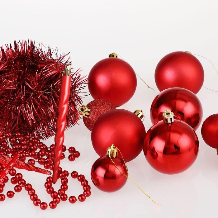 Різдвяні ялинкові прикраси 77 шт червоні Deuba