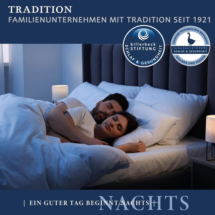 Пухова подушка Billerbeck Martina - 80 x 80 см - Міцна опорна подушка - 15 гусячого пуху та 85 пера