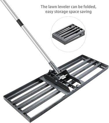Гребінь для вирівнювання газону 76см 25см з ручкою 180см, садова рейка з нержавіючої сталі для газону, регульований інструмент для вирівнювання газону для гольф-полів, стадіонів та прибудинкових територій