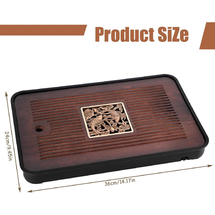 Набір для чайної церемонії Кунг-Фу з бамбуковим підносом (36 x 24 см), ємністю для води та зливом - ідеальний подарунок для друзів та рідних