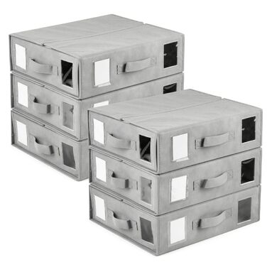 Органайзер для постільної білизни, для шафи, 6 предметів, складна коробка для зберігання з прозорим віконцем, етикеткою та блискавкою, органайзер для ковдр, простирадл та одягу