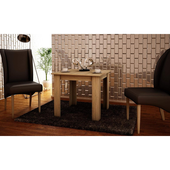 Стіл MATKAM Kongo В 75 x Ш 80 x Г 80 см, простий, прямолінійний вигляд, ламінована меблева дошка, стійка до подряпин, водовідштовхувальна, стійка до плям (дуб Сонома)