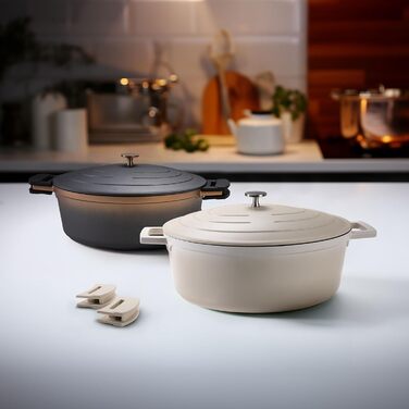 Каструля для запікання з кришкою індукційна 32 см, 6,6 л, лита алюмінієва каструля з покриттям з частинок справжнього каменю, каст