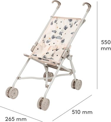 Коляска для ляльок від 3 років - 53 см велика складна коляска з ременем безпеки та чохлом, що миється - іграшкова коляска для ляль