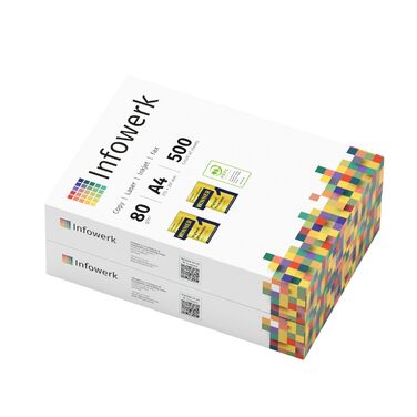 Папір для принтера, папір для копіювання, 1000 аркушів, 2 x 500 A4, 80 г, преміум-класу, яскраво-білий, CIE 160, переможець випробувань, екологічний сертифікат PEFC