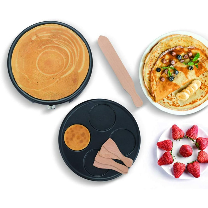 Сковорода для млинців Senya SYCK-CV026, електрична, 2 змінні литі алюмінієві пластини, Crepe Time, 1500 Вт, 1500 Вт, Чорний