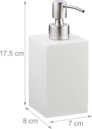 Дозатор для мила Relaxdays 300 мл, багаторазовий, для ванної кімнати, кухні, квадратний дозатор для рідкого мила, поліуретан, насо